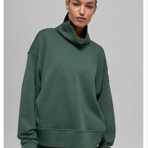 ALO Yoga Relaxed Cowl-Neck Sweatshirt in Forest Green